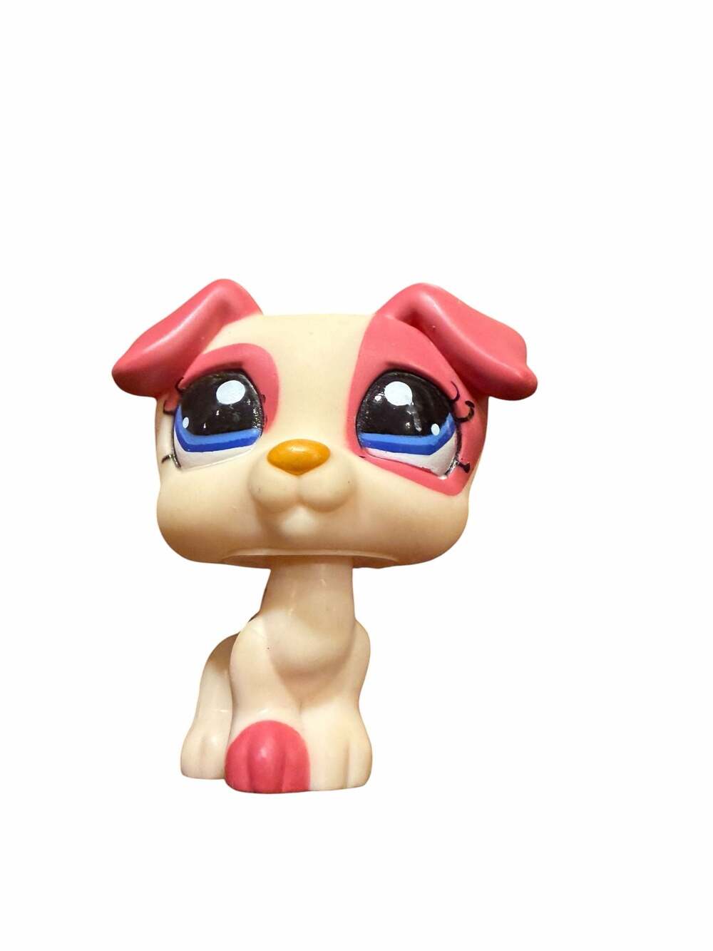 Littlest Pet Shop #1200 Jack Russell Puppy Dog Maroon Cream Blue Dot Eyes -